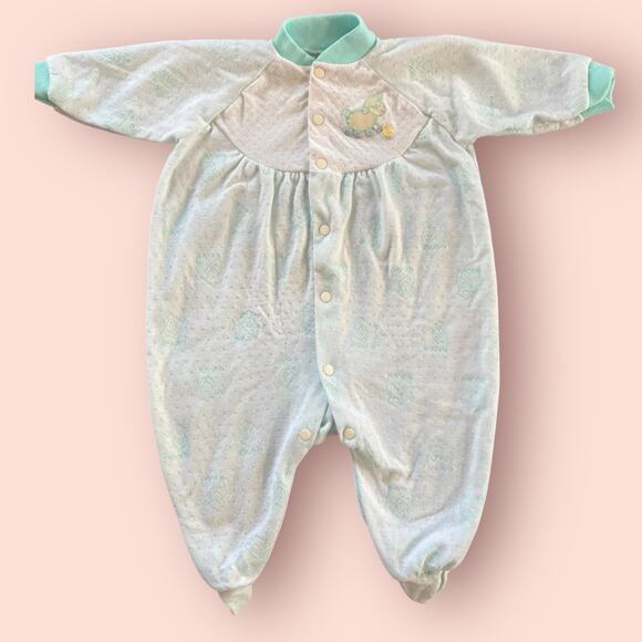 Vtg Rare 90s Playskool Baby Sleeper 6-12 Months Lamb Sheep Snap Front Romper Pjs - Picture 2 of 4